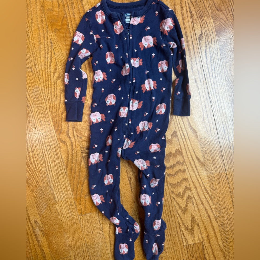Old Navy Navy Blue Kids Pjs One Piece with Owl Print